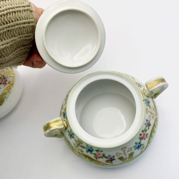 Antique Nippon Hand Painted Porcelain Creamer & Sugar Set - Picture 4 of 9